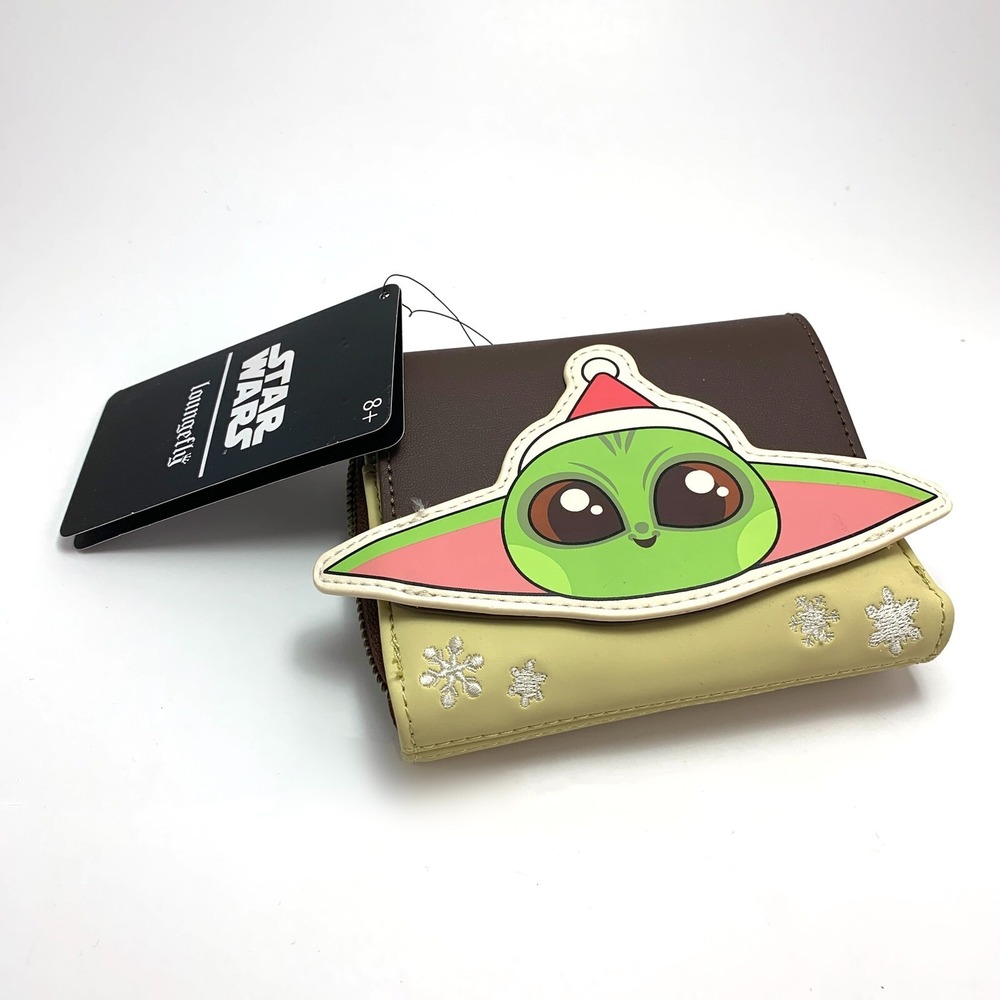 Disney Star Wars Loungefly The Mandalorian Holiday Grogu Zip Wallet Baby Yoda